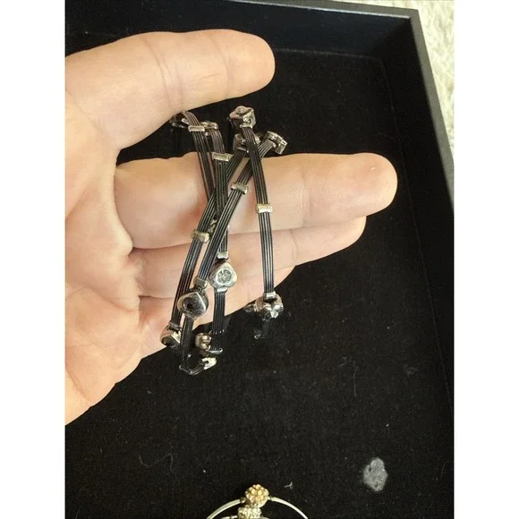 Seasonal Whispers 5 Black, 3 Silvertone Metal Bracelets Sets Crystal Accents5242 - Picture 4 of 6